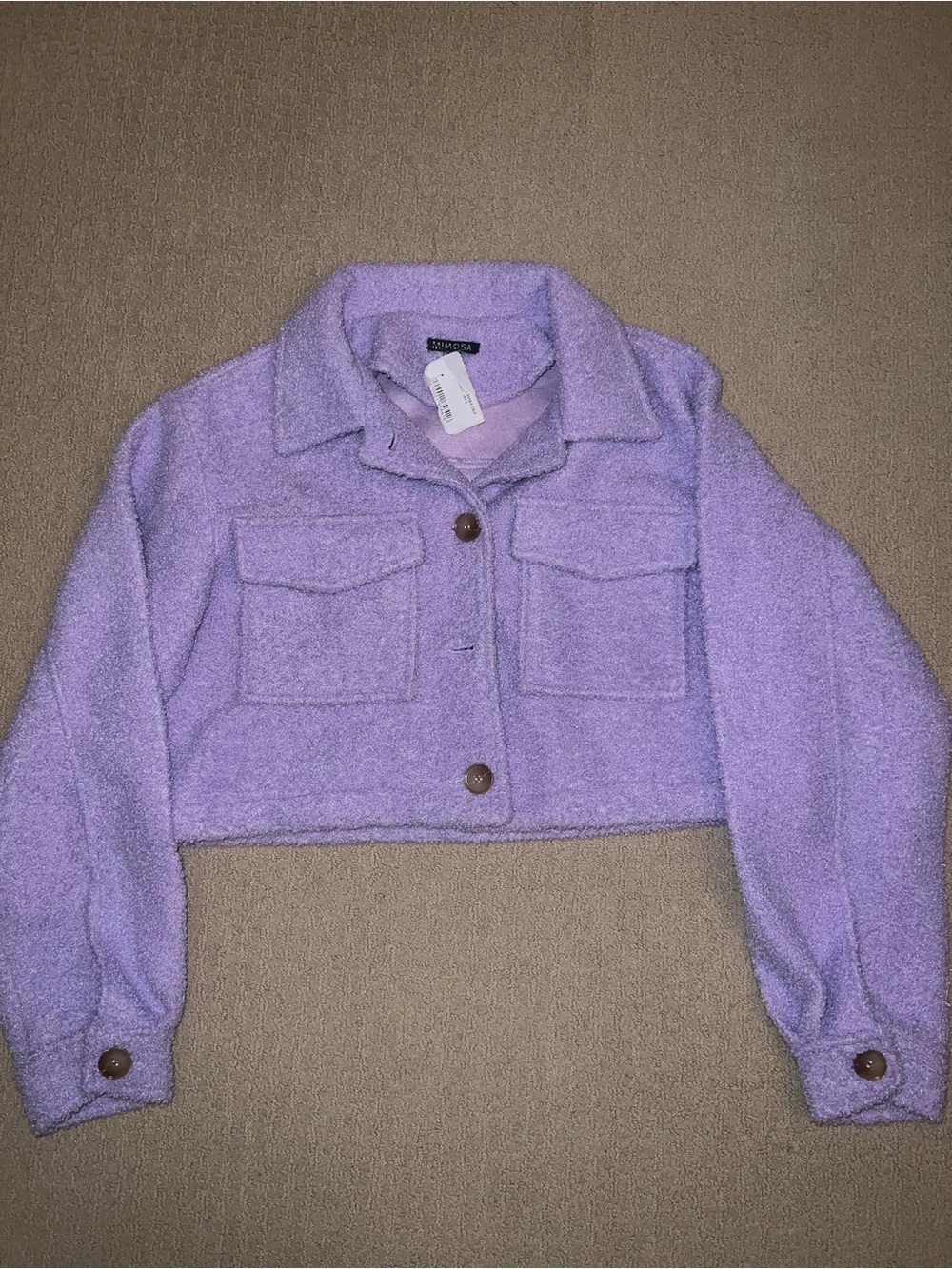 Lavender Cropped Bouclé Jacket - Unbranded